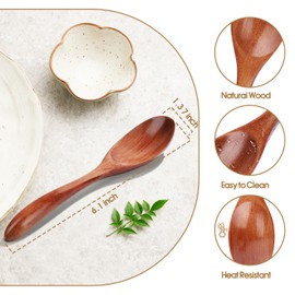 BONUMVITA Small Wooden Spoons Set-10 PCS Small Wood Table Spoon Set, Hardwood Wooden Honey Spoons for Eating Tea, Coffee, Soup, Yogurt, Jam(brown)