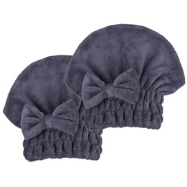 MAYOUTH Toallas de secado de pelo de microfibra, paquete de 2 con gorro de ducha con nudo de lazo, turbante para el cabello, gorro de baño para cabello rizado largo y mojado, regalo para mujeres