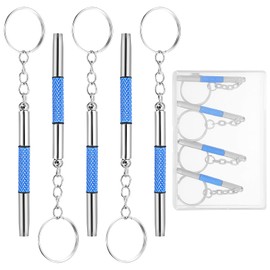 Guduling 5pcs Eye Glass Screw Driver, Mini Eyeglasses Screwdriver, 3 in 1 Design, Mini Screwdriver with Key Ring, Textured Handle, for Glasses, Toy Screw Repair and Fixing, Blue