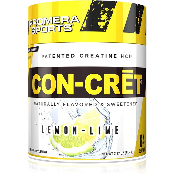 CON-CRET Patented Creatine HCl Lemon-Lime Powder, Stimulant-Free Workout Supplement for Energy, Strength, and Endurance, 64 Servings