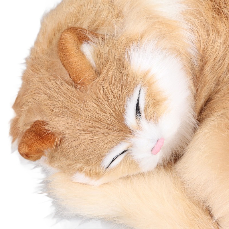 Fur Cat Figurine Simulation Cute Decorative Plush Cat Statue Toy