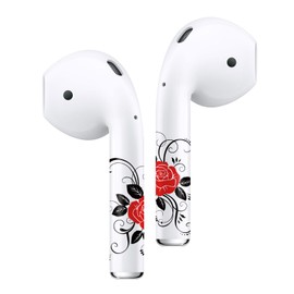 ROCKMAX for Red Rose AirPods 2 Sticker, Elegant Floral AirPods Skins for Earbuds, Compatible to AirPods 2nd Genaration Case Cover, Ideal for Fashion Women and Teenagers, with Cleaning Kit