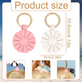 Tinoaly 2pcs Magnetic Hat Clips, Leather Flower Design No-Slip Hat Holder Hanger Hook Carrier Case for Bags Backpack Purses & Luggage Gentle Grip for Secure Travel Attachment (White, Pink)