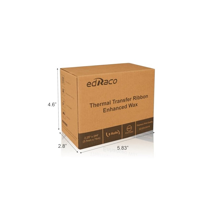 8 Rolls Desktop Thermal Transfer Ribbons -Enhanced Wax, 2.25" x