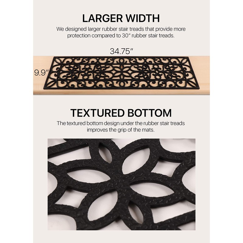 Rubber Stair Treads Non-Slip Outdoor 35”x10” (5-Pack) – Anti-Slip Step