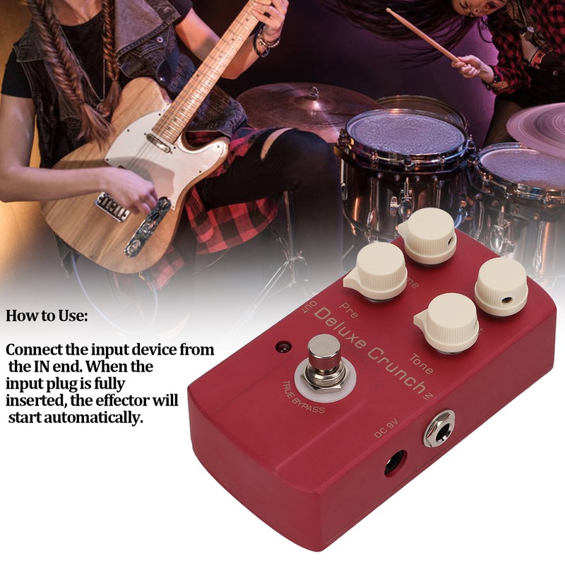 Electric Guitar Effect Pedal Deluxe Crunch Distortion Single Instrument Accessory