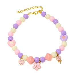 yueton 1 Pack Candy Color Beaded Dog Collar Cute Imitation Pearl Pet Necklace Sweet Pink Beaded Dog Collar Pet Jewelry for Dog Cat