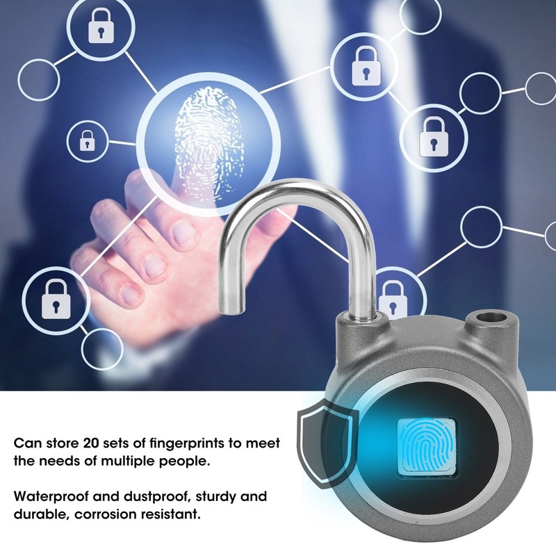 Fingerprint Padlock USB Charging Remote Authorization Unlocking Lock for Gym