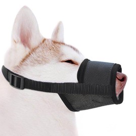 ILEPARK Soft Dog Muzzle, Muzzles with Breathable Beehive Adjustable Fit Small Medium Large Dogs, Prevent Biting, Barking and Chewing(M, Black)