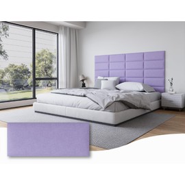 Gorkett Queen Bed Headboard Only, 9PCS Upholstered Peel and Stick Wall Panels for Interior Wall Decor, Cabeceras de Cama Queen Modern Style, 10"x24" Each, Purple
