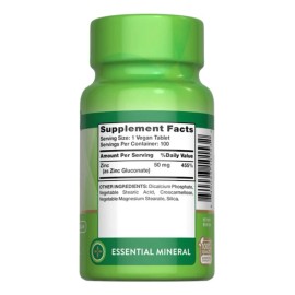 Nature Truth Suplemento Gluconato Zinc Pote 100 Tabletas Por Cada Tableta Meses Sabor Neutro