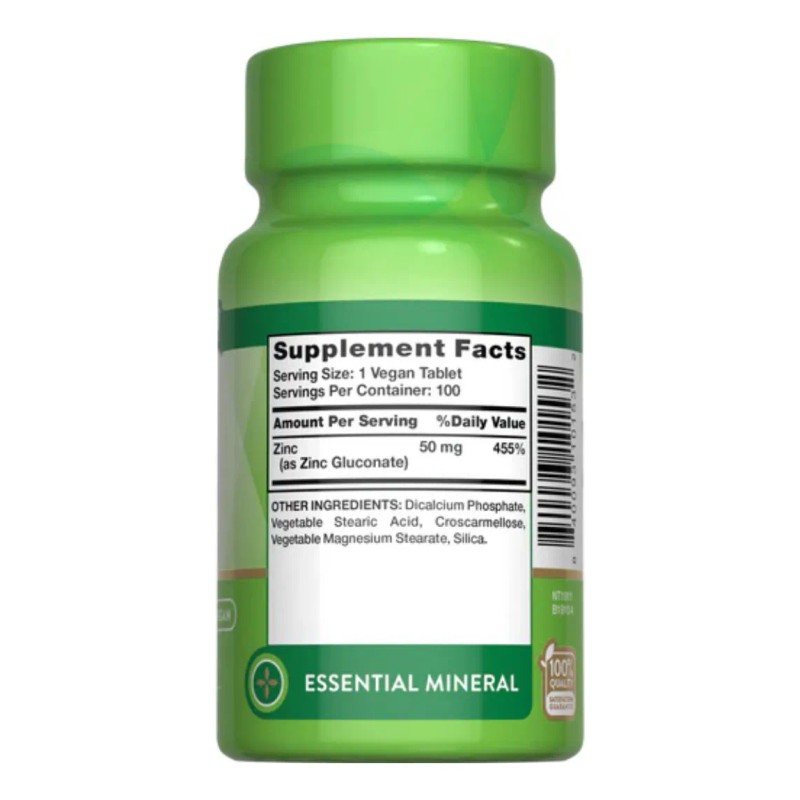 Nature Truth Suplemento Gluconato Zinc Pote 100 Tabletas Por Cada