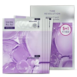 Missha Time Revolution Retinol 1000 Shots 2-Step Solution Mask Set/6 Sheets / 미샤 타임 레볼루션 레티놀 1000샷 2스텝 솔루션 마스크 세트6매