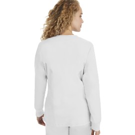 Healing Hands Women's Snap Front Scrub Jacket Daisy 2-Way Stretch Uniform 5063 White XL