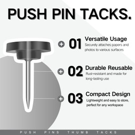 150 PCS Flat Black Push Pins for Wall Clear Thumb Tacks for Walls Flat thumbtacks Push pin for Bulletin Board Shadow Box Display Thumbtack for Cork Board