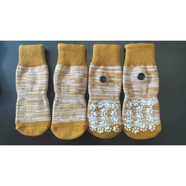 SHUOJIE Anti-Slip Dog Booties - Paw Protectors for Hot/Cold Pavement, Hardwood Floors, Senior Dog Support, Small, Yellow