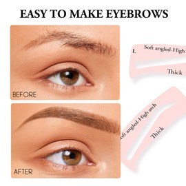 GEUUFEA 4 Sheets Eyebrow Stamp Stencils, Stickable Brow Stickers, Eyebrow Shaping Makeup Eyebrow Cards, Eyebrow Template Set for Beginners and Professionals