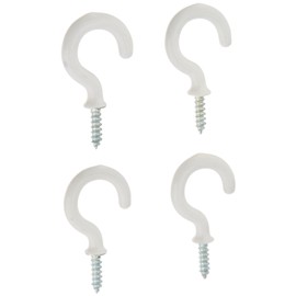 OOK 50352 7/8-Inch 20-Pound White Vinyl-Coated Steel Cup Hooks, 4-Pack