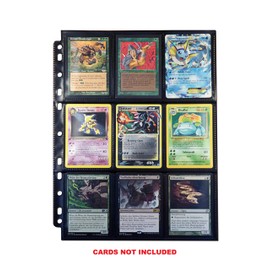 Arkero-G® 10 Pages Premium Pro 18-Pocket Pages Black/Black Standard Folder Pages for Scrapbook e.g. MTG Magic, Topps Match Attax Cards