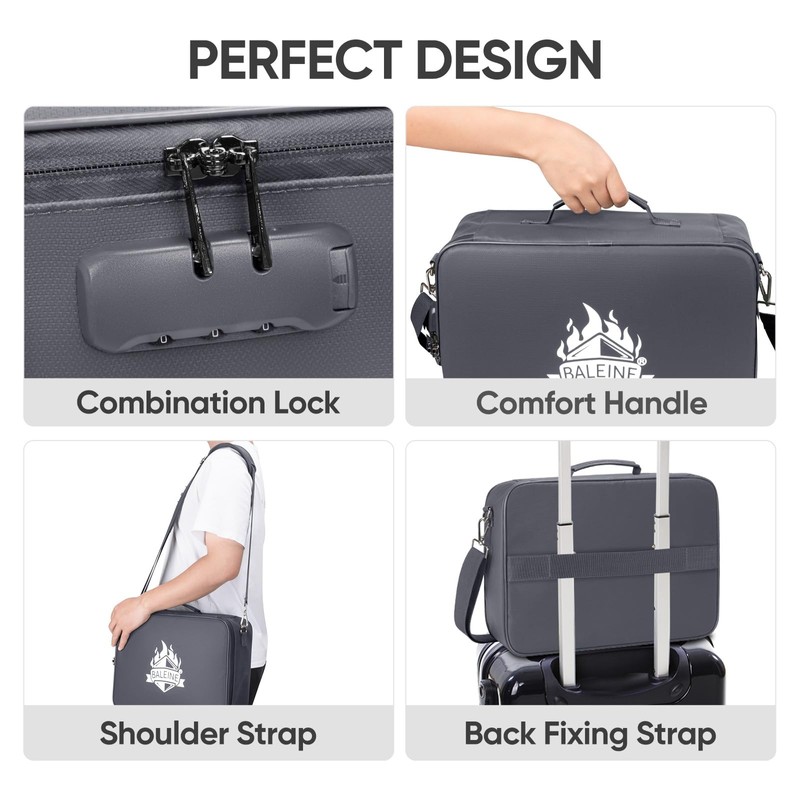 BALEINE Fireproof Document Bag with Lock, Portable Waterproof Fire Proof