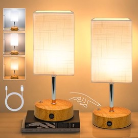TRUMPETS TRUMPETS Kabellos Akku Nachttischlampe Touch Dimmbar 3 Farbtemperaturen Stufenloses Dimmen, nachtlicht dimmbar ohne kabel USB-C 6000mAh fr Wohnzimmer, Schlafzimmer (ohne Adapter) (2 Stck)