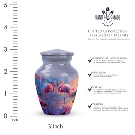 KARYLIZ Flamingo Urn - Small Cremation Urns for Ashes for Women - Mini Urns for Adult Man & Women - Cremation Urn for Human Ashes - Human Keepsake for Dad 3 Inch
