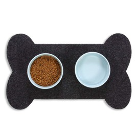 RESILIA Bone Shaped Dog Food Bowl Placemat – Slip-Resistant, Machine Washable Pad, Protects Floors from Water Spills & Stains, Pet Accessories & Supplies, 29.5 Inches X 18 Inches, Gray