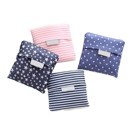 Kaxich 4 Pack Foldable Shopping Bags Reusable Eco-friendly Grocery Tote Bags Shopper Bag Folding into Attached Pouch (Random color)