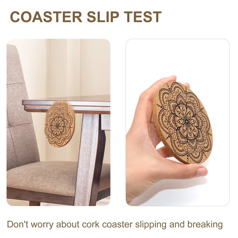 STARUBY Set of 12 Coasters Indian Floral Pattern Cork Coasters,