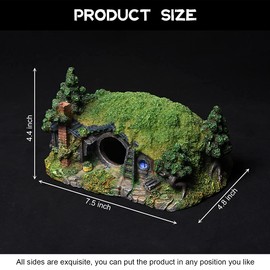 Aquarium Decorations - Hobbit Fish Tank Decorations Reptile House Hidden Hole Landscaping for Aquarium and Reptiles Decorations Mini Garden Decorating Two Sizes (S)