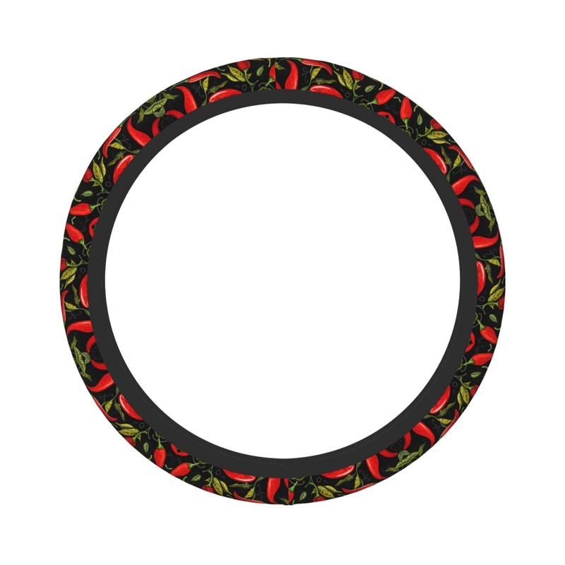 Chili-Peppers Steering Wheel Covers,Anti Slip Sweat Absorption Elasticity Car Accessories