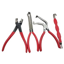 4pcs Electrical Disconnect Pliers, Automotive Connector Separator Tool Kit, Hose Clamp Pliers, Locking Push Tab Plier for Car Electrical Wiring - Red
