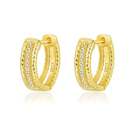 SILBERTALE Thick Earrings Gold Hoop Earrings 10 mm Silver 925 Small Wide Hoop Huggie Hypoallergenic Earrings for Women, Sterling Silver