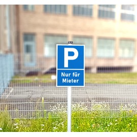 FLAGLY Premium Sign Parken nur für Mieter 30 x 20 cm Made of 3 mm PVC Hard Foam Board Made in Germany Sturdy Safety Sign Weatherproof and UV-Resistant
