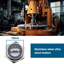 The Lord of the Tools 12-24V 19mm Ultra Flat Stainless Steel Push Button Tact Switch Resettable Switch IP67 1A Cable Length 150mm with LED Light, Blue