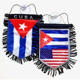 Cuban flags for cars accessory Cuba sticker decals mini banners small window rearview mirror hanging Sticks to Glass Quick Easy Cuban accessories Home Quality mini banner STICKS to Glass