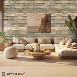 BARNWOODUSA Real Reclaimed Wood Planks - Easy Nail-Up Shiplap Panels for Rustic Wood Wall Paneling (Natural Weathered Gray, 8 Square Feet)