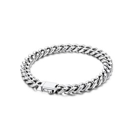 ChainsProMax Cuban Link Chain Bracelets 7mm Wide 9Inch Mens Cuban Bracelet Stainless Steel Bracelets