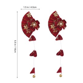 KESYOO 1 Pair Japanese Style Hair Clip Tassel Hair Clips Beautiful Hairpin Ancient Costume Accessories for Women, Red, Red, 14X4X2CM