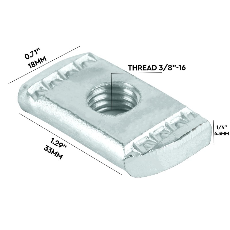 Thickened Galvanized Nylon Channel Squeeze Nut, 3/8"-16 Strut Channel Cone