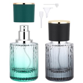 Segbeauty 1oz Glass Perfume Atomizer Empty, 1pcs Black Mini Travel Perfume Bottle Refillable, 1pcs Green 30ml Fine Mist Travel Cologne Atomizer Sprayer, Small Cologne Spray Bottle with Refill Tool Kit