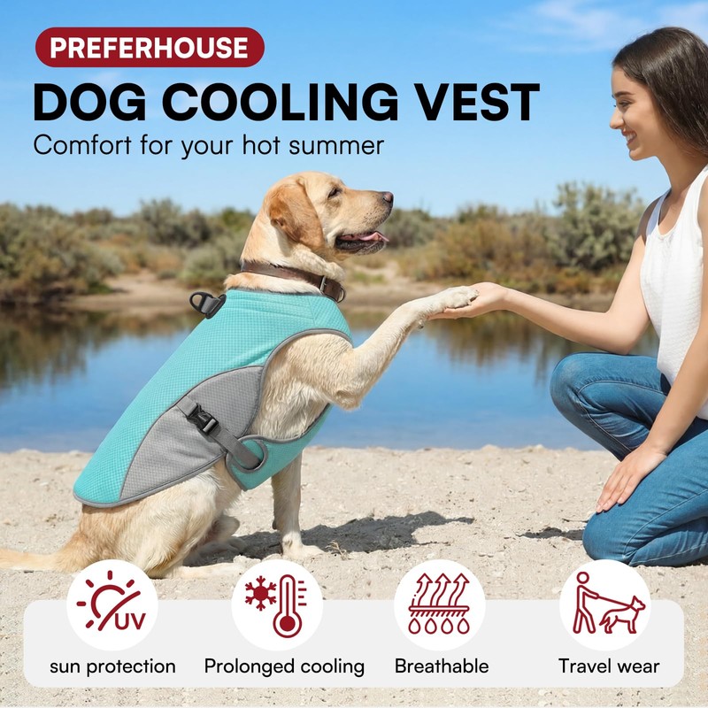 Preferhouse Dog Cooling Vest for Medium Dogs, Dog Cooling Jacket