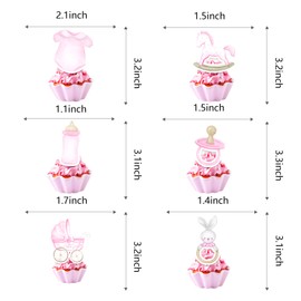 48 Pcs Pink Floral Baby Girl Party Cupcake Toppers for Girl Gender Reveal Birthday Baby Shower Party Decorations