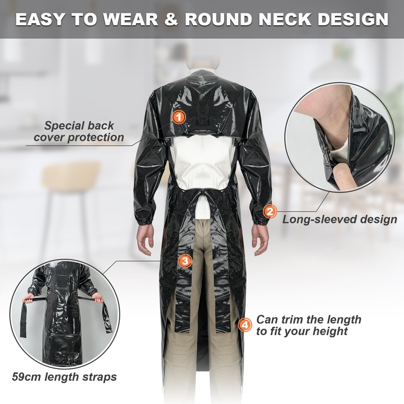 ELEBOX Waterproof Apron Smock with Long Sleeves, Safety lab Apron