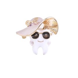 Cute Enamel Tooth Brooch Pin Enamel Tooth Lady Lapel Pins Creative Funny Dental Dentist Jewelry Lapel Backpack Hat Decoration Badge for Women Girls