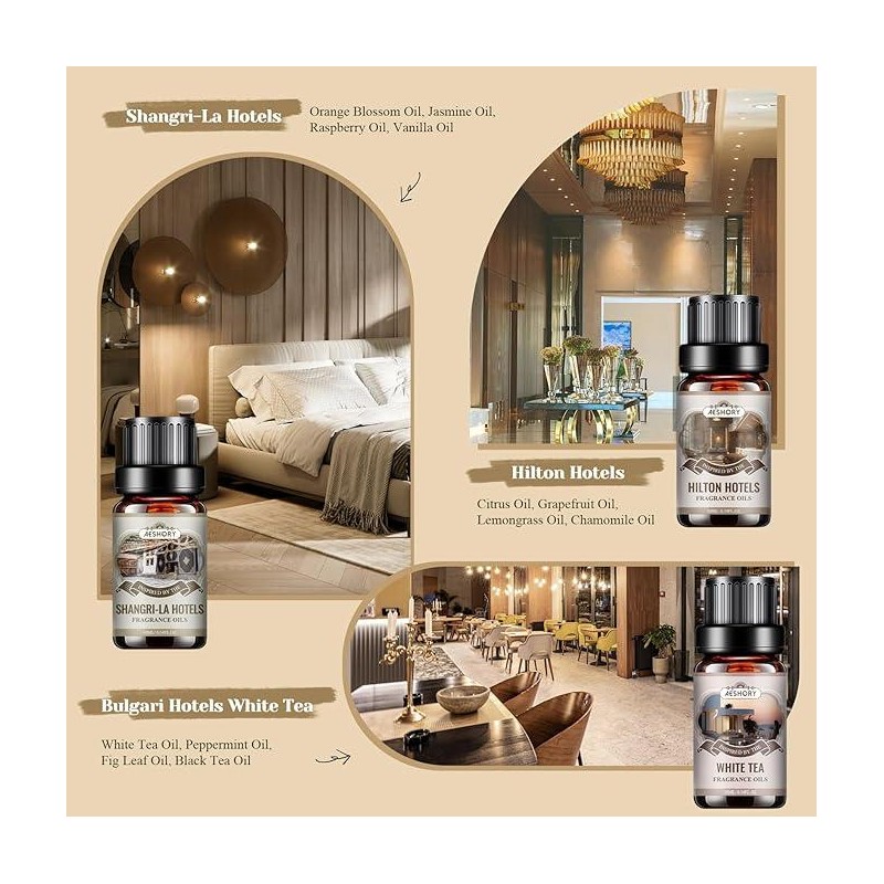 Hotel Diffuser Oils Gift Set - 6x10ML Luxury Fragrance Oil