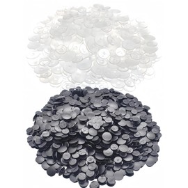 JIANYI Buckle Plastic Buttons, 100PCS Round Buttons DIY Shoes Accessories for Kids, Wristband Charm Backs (Black & Transparent)