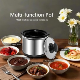 Mini Slow Cooker, 0.65 Qt Capacity small slow cooker, Ceramic Pot, Nutrient Loss Reduction, For Sauces, Stews & Dips, Round (ROSE RED)
