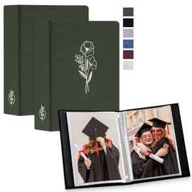 Lanpn Photo Albums 7x5 2 Packs, Linen Cover Small Acid Free Top Load Pocket Photo Book Picture Album Holds 52 Portrait Only 7 x 5 Picture (Green,13x18 cm)