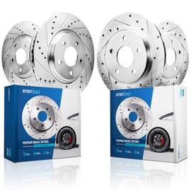 Detroit Axle - Brake Rotors for 2014-2021 Mini Cooper Drilled Slotted Disc Brake Rotors 2015 2016 2017 2018 2019 2020 Replacement : 11.02" inch Front and 10.20" inch Rear